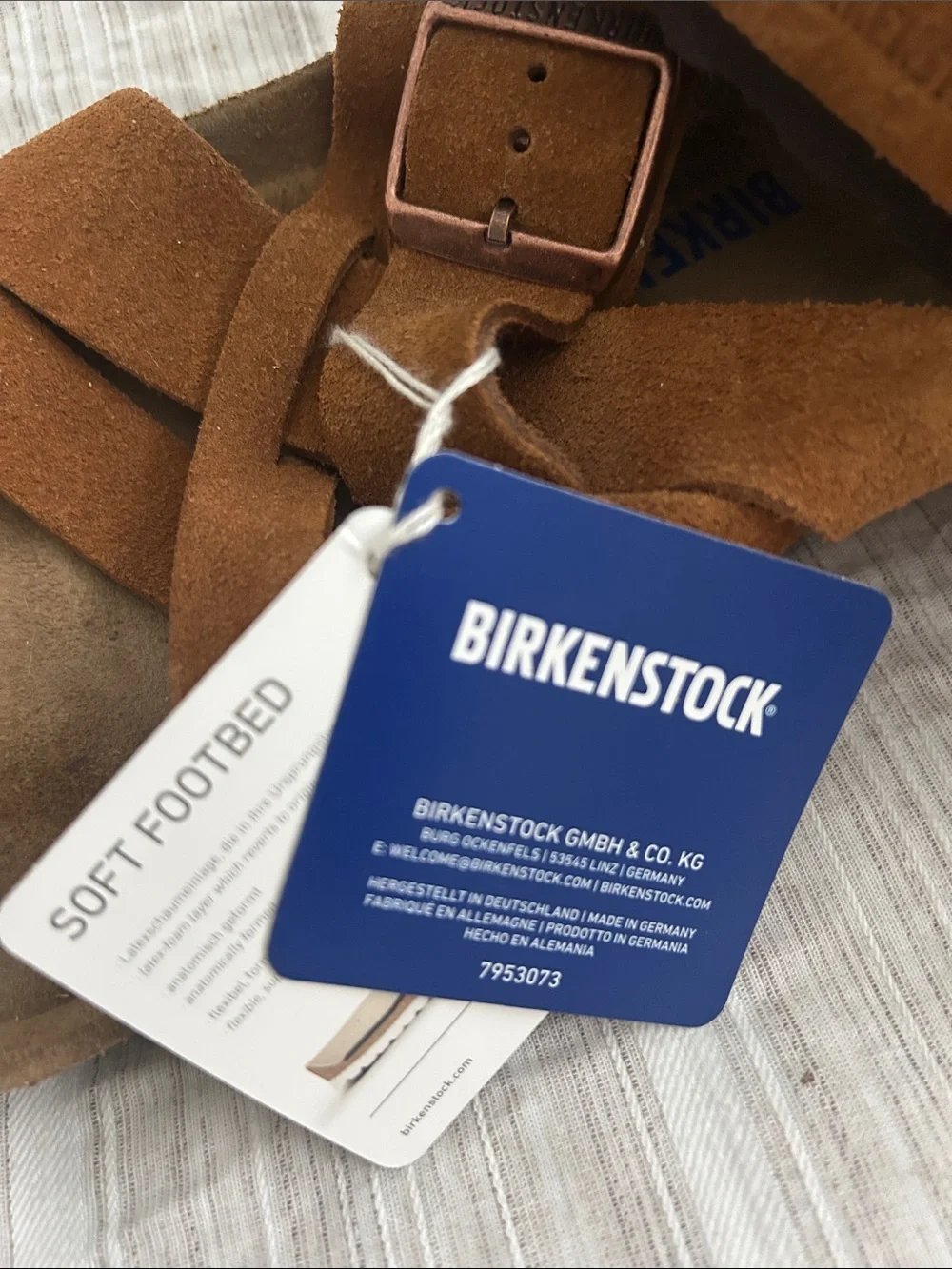 Birkenstock Suede Cross-Strap Sandals in Chestnut Brown